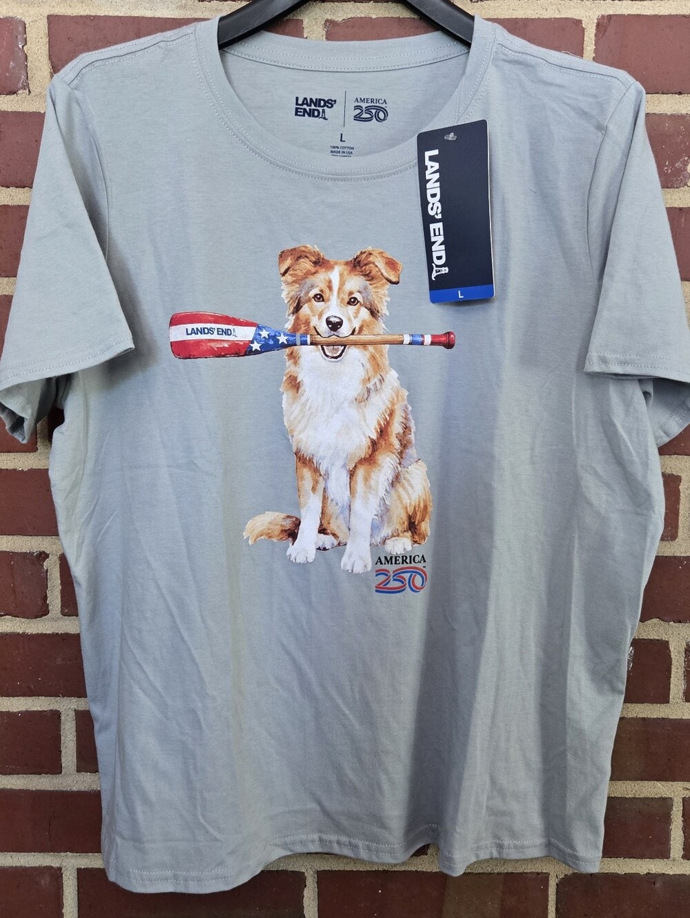 NWT Lands' End America 250 Dog Graphic T-Shirt Women's Large USA 100% Cotton - Picture 2 of 6